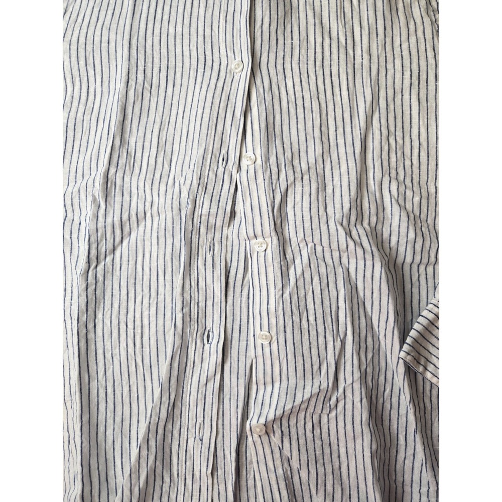 Muji Striped Shirt Women Linen Preppy Cottage Quiet Luxury Minimalist - Picture 11 of 16